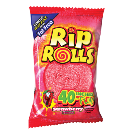 RIP ROLLS Rip Rolls Fat Free Strawberry Flavored Licorice Candy 1.4 oz., PK288 34972